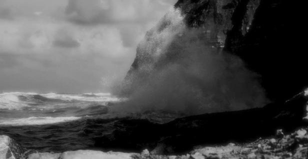 A heavy sea battering the cliffs at Staithes, North Yorkshire, where an unidentified body was found August 28, 1969. Copyright John Keeling